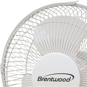Brentwood Kool Zone F9DW 9" Oscillating Desk Fan, One Size, White