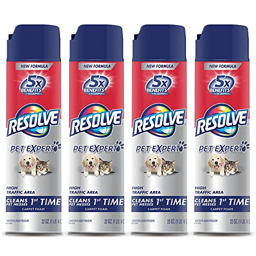 Resolve Pet High Traffic Carpet Foam, Cleans Freshens Softens & Removes Stains, 22 Fl Oz (Pack of 4)