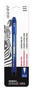 zebra pen zensations brush pen, brush tip, black water-resistant ink, 1-pack