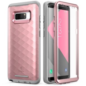 galaxy note 8 case, clayco [hera series] full-body rugged case with built-in screen protector for samsung galaxy note 8 (2017 release) (rosegold)
