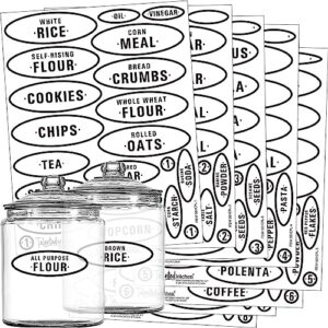 talented kitchen pantry labels - 164 contemporary preprinted kitchen label set. clear, water resistant stickers, food jar label. jar decals for pantry organization & storage (set of 164 - contemporary