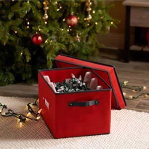 ZOBER Christmas Light Storage - Christmas Light Organizer W/ 4 Plastic Christmas Lights Organizer Wheel - Strong & Durable Material - Stitched Reinforced Handles - Red