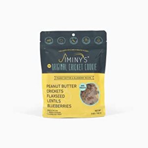 Jiminy's Cricket Treats - Hypoallergenic Dog Treats, 100% Made in The USA, Cricket Dog Treats, Gluten-Free, Sustainable, All Natural Dog Treats, High Protein - Peanut Butter & Blueberry, 6oz Bag