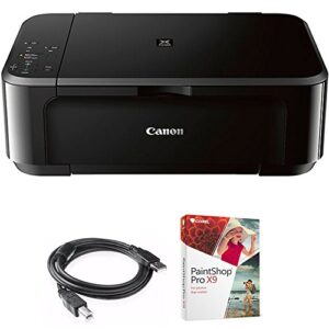 canon pixma mg3620 wireless all-in-one photo inkjet multifunction printer (0515c002) bundle with high speed 6-foot usb printer cable and corel paintshop pro (digital download)