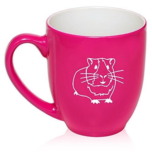 16 oz Large Bistro Mug Ceramic Coffee Tea Glass Cup Guinea Pig (Hot Pink)