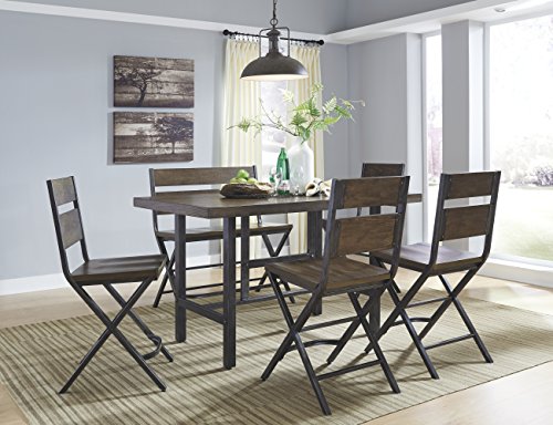 Ashley Furniture Signature Design - Kavari 6-Piece Dining Room Set - Includes Counter Height Table & 4 Barstools & 1 Double Barstool - Brown