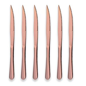 berglander rose gold plated stainless steel steak knives, copper color steak knife heavy-duty steak knife for chefs, great for bbq weddings - dinners - parties all homes & kitchens pack of 6