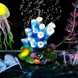 Aquarium Decor Air Bubble Stone Blue Coral Starfish Oxygen Pump Resin Crafts for Aquarium Fish Tank Ornament Decoration