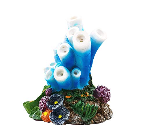 Aquarium Decor Air Bubble Stone Blue Coral Starfish Oxygen Pump Resin Crafts for Aquarium Fish Tank Ornament Decoration