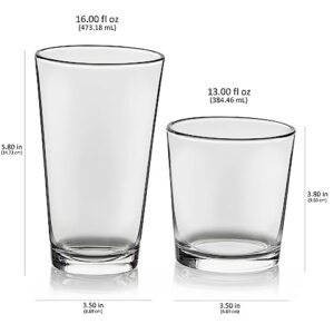 Libbey Flare 16-Piece Tumbler and Rocks Glass Set