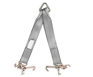 mytee products tow straps v bridle 3" x 24" w/ rtj cluster hooks 5400 lbs working load | recovery v strap for wrecker, rollback, car hauler
