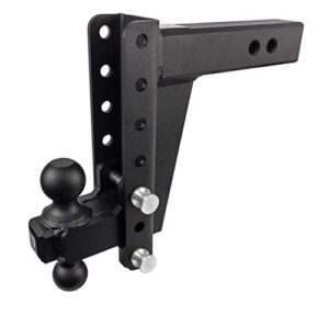 bulletproof hitches 2.5" adjustable heavy duty (22,000lb rating) 8" drop/rise trailer hitch with 2" and 2 5/16" dual ball (black textured powder coat, solid steel)