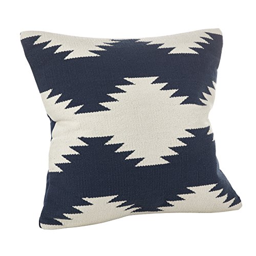 SARO LIFESTYLE Collection Kilim Design Down Filled Throw Pillow, 20", Navy Blue