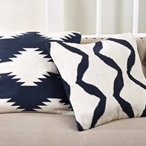 SARO LIFESTYLE Collection Kilim Design Down Filled Throw Pillow, 20", Navy Blue