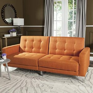 safavieh livingston collection soho orange tufted foldable sofa bed