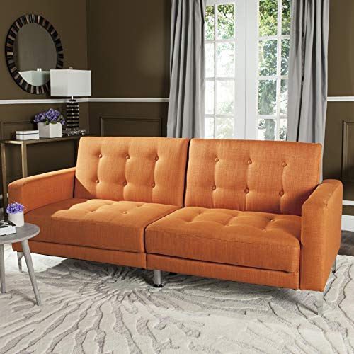 Safavieh Livingston Collection Soho Orange Tufted Foldable Sofa Bed