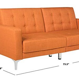 Safavieh Livingston Collection Soho Orange Tufted Foldable Sofa Bed