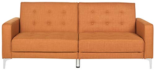 Safavieh Livingston Collection Soho Orange Tufted Foldable Sofa Bed