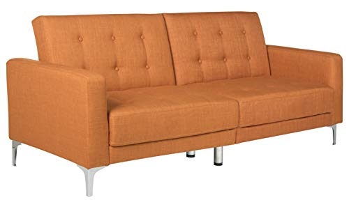 Safavieh Livingston Collection Soho Orange Tufted Foldable Sofa Bed