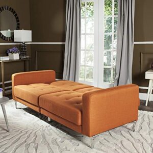 Safavieh Livingston Collection Soho Orange Tufted Foldable Sofa Bed