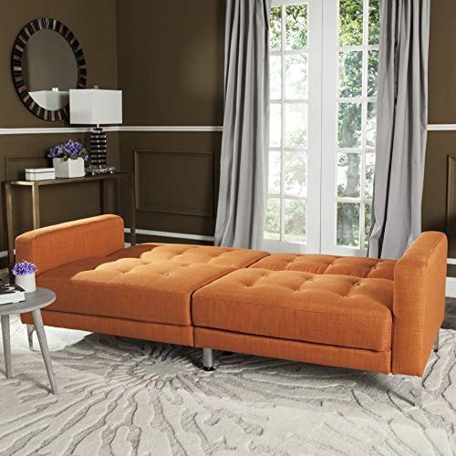 Safavieh Livingston Collection Soho Orange Tufted Foldable Sofa Bed