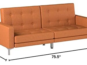 Safavieh Livingston Collection Soho Orange Tufted Foldable Sofa Bed