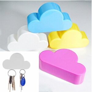 Pack of 4 Blue White Yellow Pink Creative Novelty Cute Cloud Shape Magnetic Magnets Key Holder Wall Keychains Hanger Home office Decoration