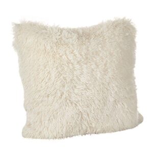 saro lifestyle juneau collection classic faux fur down filled throw pillow, 18" down, ivory