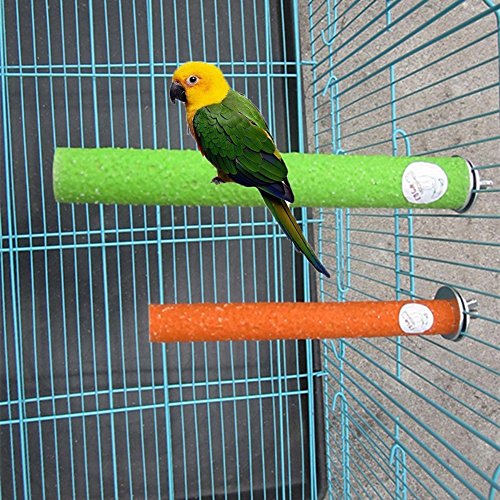 Bird Cage Perch Stand Wooden Paw Grinding Toy Chew Toys for Bird Parrot Macaw African Greys Budgies Parakeet Cockatiels Conure Lovebird Cage Hanging Accessories