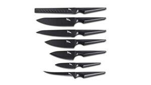 edge of belgravia galatine's professional chef knives set with erogonomic grip for kitchen & dining,thick blade,stainless steel (7pcs,black)