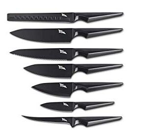 Edge of Belgravia GALATINE's Professional Chef Knives Set With Erogonomic Grip For Kitchen & Dining,Thick Blade,Stainless Steel (7pcs,Black)