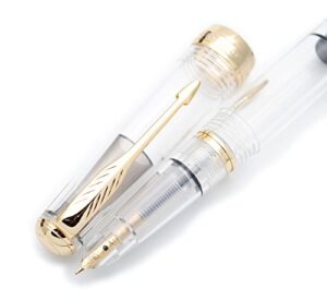 czxwyst 618 toso piston fountain pen (transparent with golden clip)