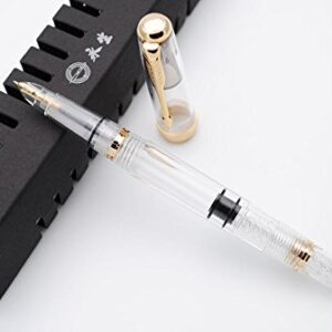 czxwyst 618 Toso Piston Fountain Pen (Transparent with Golden Clip)