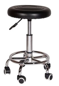 topline 360-degree rolling swivel adjustable stool chair with foot rest - black
