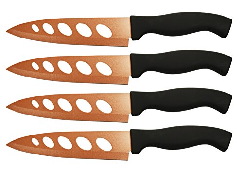 Set of 4 Copper Knives! 6.25" Blade - As Seen on TV Never Sharpen Knives! Stays Sharp Forever! Effortless Clean Cuts Every Time! Ideal for Chopping, Dicing, Mincing, and More! (4)