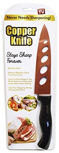 Set of 4 Copper Knives! 6.25" Blade - As Seen on TV Never Sharpen Knives! Stays Sharp Forever! Effortless Clean Cuts Every Time! Ideal for Chopping, Dicing, Mincing, and More! (4)