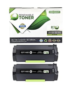 renewable toner compatible high yield toner cartridge replacement for lexmark 501h 50f1h00 ms series ms310 ms312 ms315 ms410 ms415 ms510 ms610 (pack of 2)