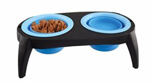 grand innovation collapsible pet bowl with stand- blue.