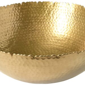 Red Co. Antique Style Tabletop Gold Textured Centerpiece Round Serving Platter Tray Catch-All Dish - 13 Inches Dia, for Dining Living Room Home Décor