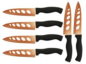 set of 6 copper knives! 6.25" blade - as seen on tv never sharpen knives! stays sharp forever! effortless clean cuts every time! ideal for chopping, dicing, mincing, and more! (6)