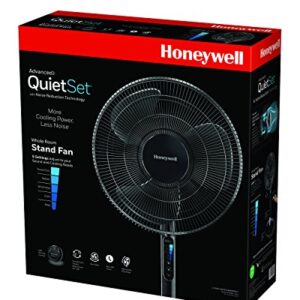 Honeywell HSF600B Advanced QuietSet 16” Whole Room Stand Fan, Black – Ultra Quiet Pedestal Fan with Remote Control, Oscillation and 5 Power Settings