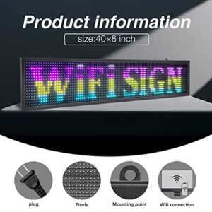 Scrolling LED Sign with WiFi P10 Outdoor 40" x 8" LED Display Programmable LED Sign Perfect Solution for Advertising