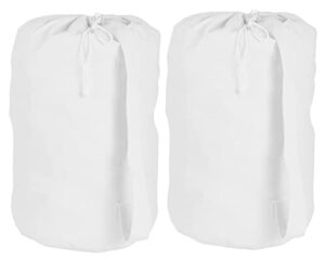 accent home cotton canvas laundry bags with drawstring 2 pack large travel storage bags 15" x 28", heavy duty multi use | washable dirty clothes organizer | easy fits a laundry hamper mesh basket