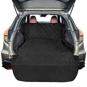 f-color suv cargo liner for dogs, water resistant pet cover dog seat mat suvs sedans vans with bumper flap protector, non-slip, large size universal fit, black