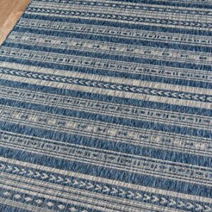 Novogratz by Momeni Villa Collection Tuscany Indoor Outdoor Blue Area Rug, 3'3" x 5' Sized Mat for Pool, Patio, Porch, Balcony, Kitchen, Bedroom, Livingroom and Home Office