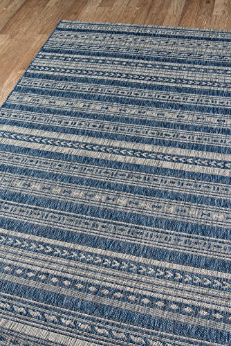 Novogratz by Momeni Villa Collection Tuscany Indoor Outdoor Blue Area Rug, 3'3" x 5' Sized Mat for Pool, Patio, Porch, Balcony, Kitchen, Bedroom, Livingroom and Home Office