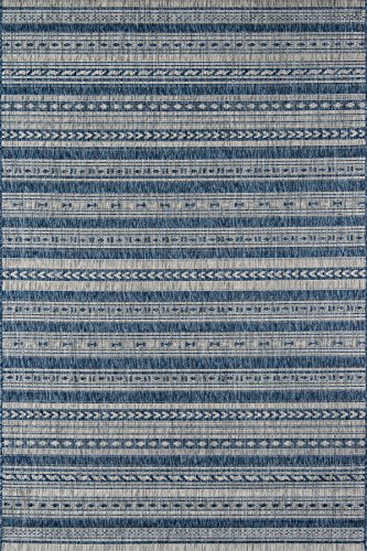 Novogratz by Momeni Villa Collection Tuscany Indoor Outdoor Blue Area Rug, 5'3" x 7'6" Sized Mat for Pool, Patio, Porch, Balcony, Kitchen, Bedroom, Livingroom and Home Office