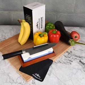 Best Whetstone Knife Sharpener Kit | 1000/6000 Grit Knife Sharpening Stone & Honing Stone | NonSlip Bamboo Base | Angle Guide, MicroFiber Polishing Cloth, & How to Sharpen a Knife eBook