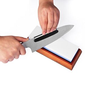 Best Whetstone Knife Sharpener Kit | 1000/6000 Grit Knife Sharpening Stone & Honing Stone | NonSlip Bamboo Base | Angle Guide, MicroFiber Polishing Cloth, & How to Sharpen a Knife eBook