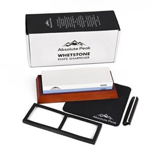 Best Whetstone Knife Sharpener Kit | 1000/6000 Grit Knife Sharpening Stone & Honing Stone | NonSlip Bamboo Base | Angle Guide, MicroFiber Polishing Cloth, & How to Sharpen a Knife eBook